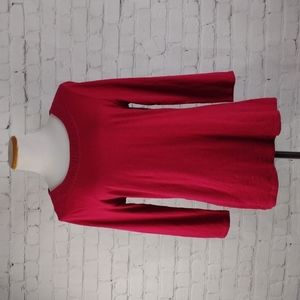 Coldwater Creek Dark Pink Fuscia Top 3/4 sleeve Cotton slub textureSize Small